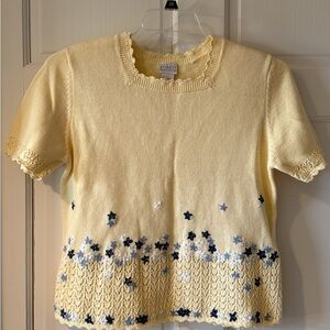 Spring Knit Top with Embroidery
